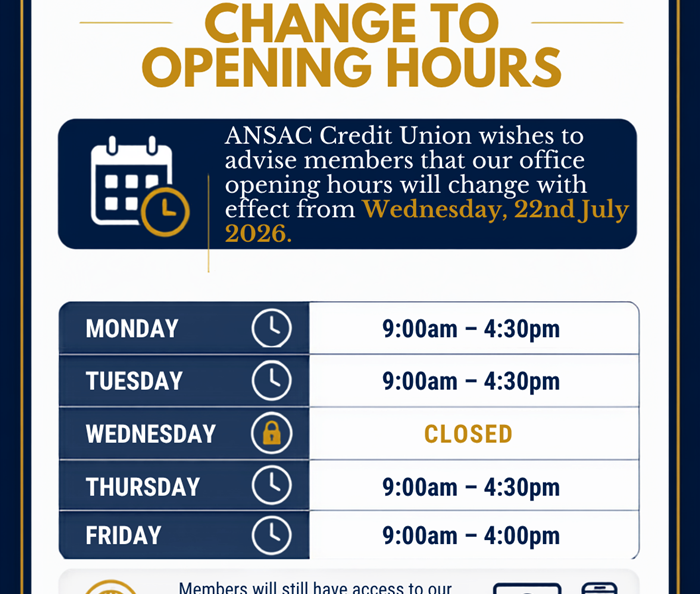 📢 IMPORTANT NOTICE – CHANGE TO OFFICE OPENING HOURS